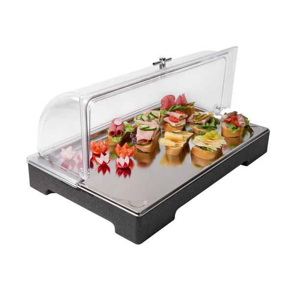 Cooling plate buffet, set: base, cold pack, tray and Rolltop-cover